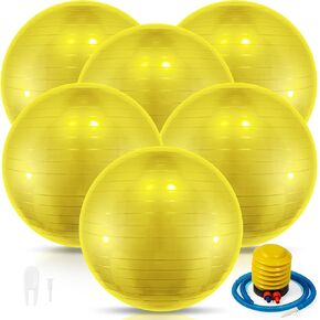 Jexine 6 Pcs Yoga Ball Exercise Ball PVC Stability Balance Yoga Ball Chair Quick Pump for Physical Workout Pregnancy Home Office Gym Equipment