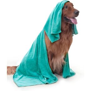 2-PCS Fast Drying Dog Towels - 56 x 28 Inch Ultra Soft & Absorbent Large Dog Towel with 30 x 14 Inch Daily Use Paw Towel - 100% Microfiber Pet Bath Grooming Towels for Dogs Cats, Gray