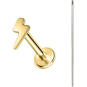 BodyAce Gold F136 Titanium Body Piercing Studs, Internally Threaded Flat Back Cartilage Earring Studs with Piercing Taper, 16G Labret Lip Ring Conch Tragus Stud in Kuwait