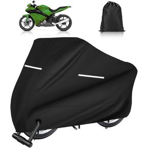غطاء دراجة نارية، غطاء دراجة نارية عالمي عالي التحمل مقاوم للماء في الهواء الطلق مع فتحات قفل وحقيبة تخزين، حماية من أشعة الشمس فوق البنفسجية، مقاوم للغبار والثلج، متين، يناسب حتى 96.5 بوصة غطاء مركبة للدراجات النارية in Kuwait