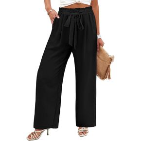 Angerella Womens Wide Leg Pants High Elastic Waist Adjustable Knot Casual Flowy Trousers Business Work Pants with Pockets