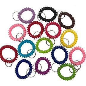 30pcs Stretchable Spiral Bracelet Wrist Coil Key Chains, Wrist band Key Ring Chain for Outdoor Sport -Multicolor