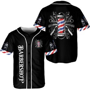 Barber Shop Baseball Jersey, Hairdresser Barber Shirts Hairstylist Shirt Gift Barbershop Scissors for Him Men Women