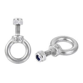 uxcell Lifting Eye Bolt M6 x 12mm Male Thread with Hex Screw Nut for Hanging Securing Chain Wire Rope, 304 Stainless Steel, 2 Sets