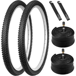 24" Bike Tires 24 x 1.95/54-507 and 24" Bike Tubes Schrader Valve and 2 Tire Levers for Mountain and Cross-country cycling 24x1.90 24x1.95 24x2.0 24x2.10 24x2.125 Bicycle Tires and Tubes