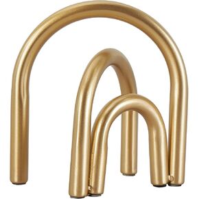 Deco 79 Metal Geometric Decorative Sculpture Overlapping Arch Home Decor Statue, Accent Figurine 7" x 4" x 8", Gold