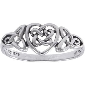 Sterling Silver Celtic Trinity Knot Heart Ring(Sizes 3,4,5,6,7,8,9,10,11,12,13,14,15,16)