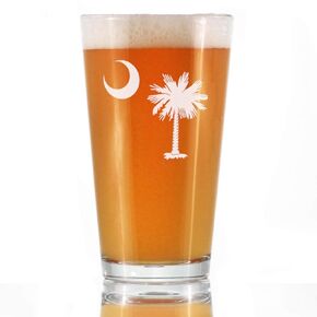 South Carolina Flag - Pint Glass - State Themed Drinking Decor and Gifts for South Carolinians - 16 Ounce