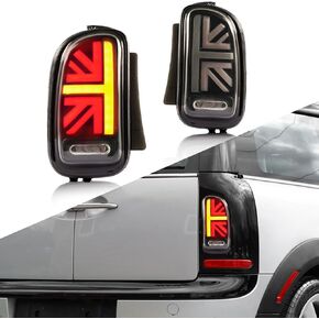 Archaic Full LED Tail Lights Compatible with 2007–2014 Mini Clubman R55,Mini Cooper/Cooper S/John Cooper Works Rear Lamps Assembly w/Start Up Animation&Sequential Turn Signal,Red