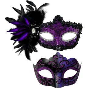 2024 New Feather Masquerade Mask for Women Men Couple