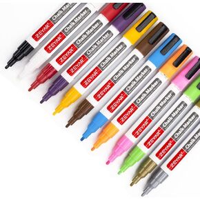ZEYAR Liquid Chalk Marker, Wet Erase Marker, Water-Based Opaque Ink, Fine Tip for Detailed Drawing, Writes on Nonporous Chalkboards, Bistro Boards, Windows, Plastic and more (48 Full Colors)