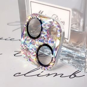 Cavdycidy Bling Diamond Camera Lens Protector for iPhone 13 Pro ＆ iPhone 13 Pro Max, Metal Glitter Gem Camera Cover，9H Tempered Glass lens full Screen Protector with 3D Rhinestone Sparkle（colourful）