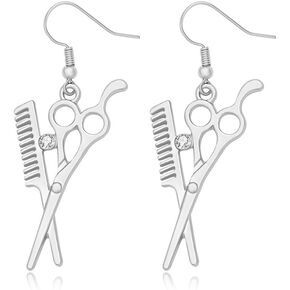 Fashion Scissors and Comb Dangle Earrings for Hairdresser