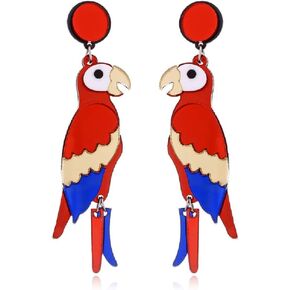 Adorrable Animals Head Acrylic Dangle Earrings Cute Parrot Crab Cows Cartoon Drop Earrings Funny African Bohemian Style Friendship Declaration Earrings Ladies Jewelry Gifts