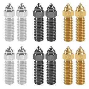 12PCS K1 Nozzles Kit 0.4mm /1.75 mm 3D Printer 4PCS Hardened Steel Nozzle+ 4PCS Copper Alloy Nozzle+ 4PCS Brass 0.4mm Nozzles Kit for K1, K1 MAX,CR-M4