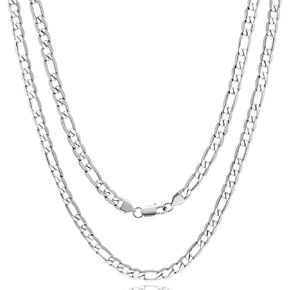Stainless Steel Figaro Chain Necklace for Men Women, Real Gold/Black Plated Chains, 4/6/7/9mm width,18"-30" Length Jewelry Gift, Send Gift Box