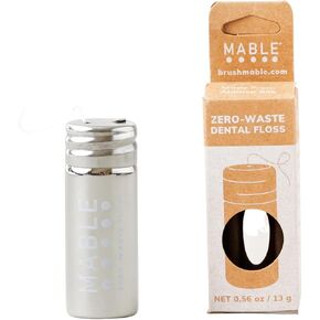 MABLE Refillable Dental Floss | Silk Dental Floss | Reusable & Refillable Stainless Steel Container | Comes with 33 Yards of Natural Silk Floss