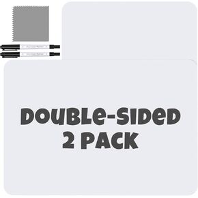2-Pack 9"x12" Lines & Blank Dry Erase Whiteboard | Small Double-Sided Mini White Boards for Teachers, Students, Home, Classroom & Office