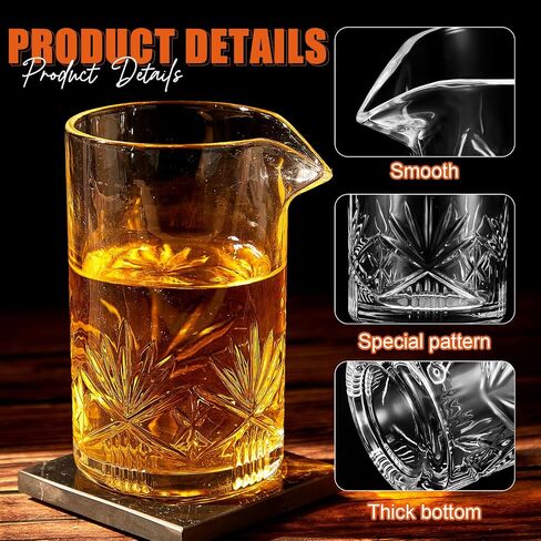 4 Pcs Cocktail Mixing Glass 24 oz Cocktail Stirring Glasses Crystal Glasses Mixing Pitcher for Bar Party Bartender Whiskey Drinking Shaker Accessory in Saudi Arabia