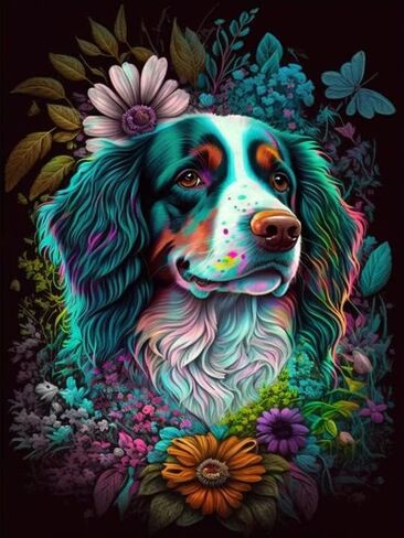 VAIIEYO 5D Diamond Art Kits for Adults Dog, Diamond Painting Animal Puppy, Paint by Numbers Full Drill Round Rhinestone Craft Canvas for Home Wall Decor Gift 12x16 inch in Kuwait