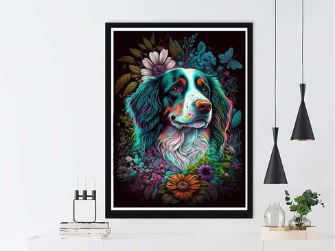 VAIIEYO 5D Diamond Art Kits for Adults Dog, Diamond Painting Animal Puppy, Paint by Numbers Full Drill Round Rhinestone Craft Canvas for Home Wall Decor Gift 12x16 inch in Kuwait