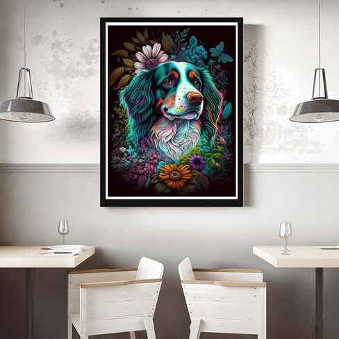 VAIIEYO 5D Diamond Art Kits for Adults Dog, Diamond Painting Animal Puppy, Paint by Numbers Full Drill Round Rhinestone Craft Canvas for Home Wall Decor Gift 12x16 inch in Kuwait