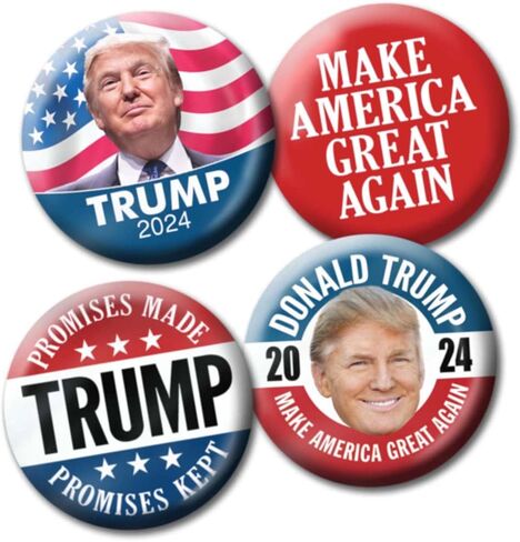 4 Pack Donald Trump 2024 Buttons - 2.25 inch Photo Wave Classic Head Designs 3671 in Saudi Arabia