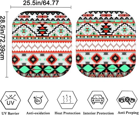 HUGS IDEA 2 Piece Car Sun Shade Winshield Sunshade Universal Fit 2 Packs, Vintage American USA Flag Block Sun Glare UV and Heat Protect Car Interior Accessories in Saudi Arabia