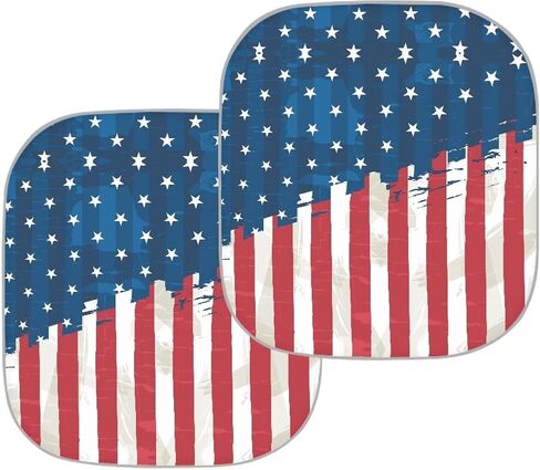 HUGS IDEA 2 Piece Car Sun Shade Winshield Sunshade Universal Fit 2 Packs, Vintage American USA Flag Block Sun Glare UV and Heat Protect Car Interior Accessories in Saudi Arabia