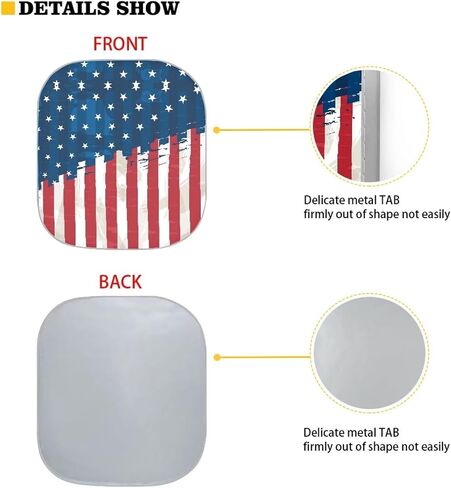 HUGS IDEA 2 Piece Car Sun Shade Winshield Sunshade Universal Fit 2 Packs, Vintage American USA Flag Block Sun Glare UV and Heat Protect Car Interior Accessories in Saudi Arabia