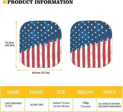 HUGS IDEA 2 Piece Car Sun Shade Winshield Sunshade Universal Fit 2 Packs, Vintage American USA Flag Block Sun Glare UV and Heat Protect Car Interior Accessories in Saudi Arabia