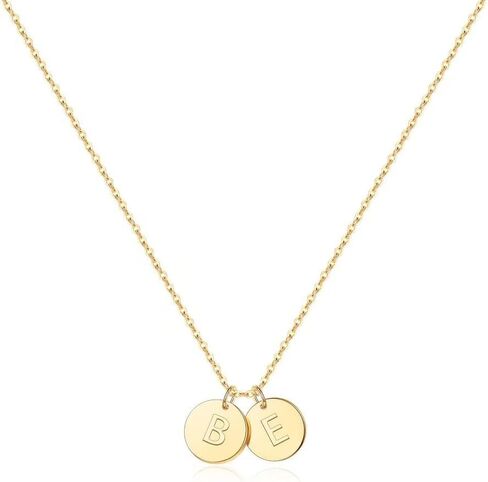 Two Initial Necklace for Women, 14K Gold Plated Dainty You and Her Initial Necklace Relationship Jewelry Mothers Day Valentines Gifts for Women Mom Friend Sister Her Birthday in Saudi Arabia