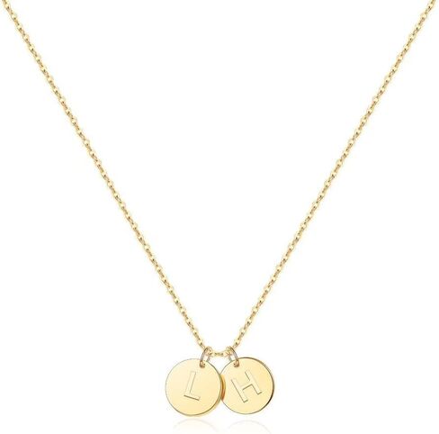 Two Initial Necklace for Women, 14K Gold Plated Dainty You and Her Initial Necklace Relationship Jewelry Mothers Day Valentines Gifts for Women Mom Friend Sister Her Birthday in Saudi Arabia