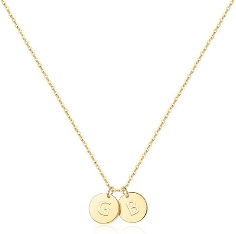 Two Initial Necklace for Women, 14K Gold Plated Dainty You and Her Initial Necklace Relationship Jewelry Mothers Day Valentines Gifts for Women Mom Friend Sister Her Birthday in Saudi Arabia