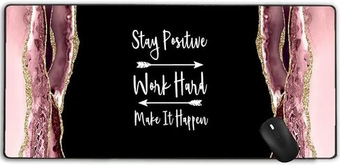 Inspirational Blush Marble Agate XXL Large Gaming Mouse Pad,Extended Mousepad with Non-Slip Rubber Base for Laptop Desktop Computer Keyboard Mat - Stay Positive Work Hard and Make It Happen in Saudi Arabia