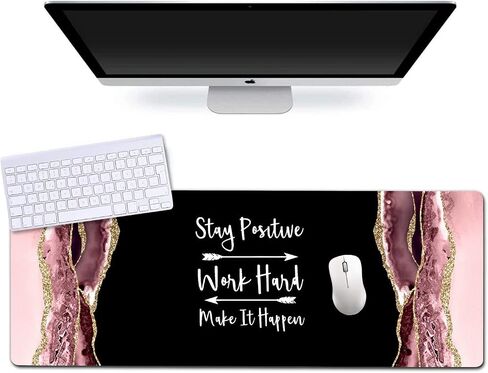 Inspirational Blush Marble Agate XXL Large Gaming Mouse Pad,Extended Mousepad with Non-Slip Rubber Base for Laptop Desktop Computer Keyboard Mat - Stay Positive Work Hard and Make It Happen in Saudi Arabia
