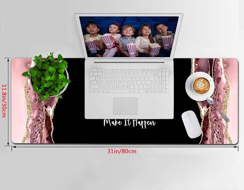 Inspirational Blush Marble Agate XXL Large Gaming Mouse Pad,Extended Mousepad with Non-Slip Rubber Base for Laptop Desktop Computer Keyboard Mat - Stay Positive Work Hard and Make It Happen in Saudi Arabia