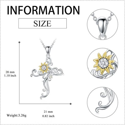 Sterling Silver Sunflower/Rose Cross/Rose/Lotus Flower/Honney Bee/Pineapple Necklace for Women Flower Pendant Necklace Gifts for Girlfriend Wife Mom Birthday Valentine's Day in Saudi Arabia