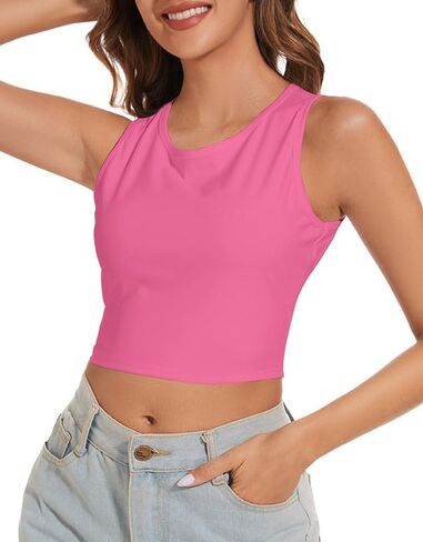 Tank Top for Women 2024 Womens Summer Tops Sexy Crew Neck Tank Tops for Women Sleeveless Tops for Women in Saudi Arabia