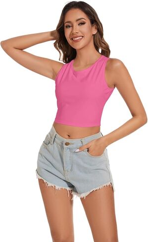 Tank Top for Women 2024 Womens Summer Tops Sexy Crew Neck Tank Tops for Women Sleeveless Tops for Women in Saudi Arabia
