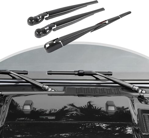 CheroCar Windshield Wiper Blades Trim Cover,Front Rear Window Wiper Arm Blade Kit Exterior Decoration Accessories Compatible with Jeep Wrangler JL JLU & Gladiator JT 2018-2022,Carbon Fiber in Saudi Arabia
