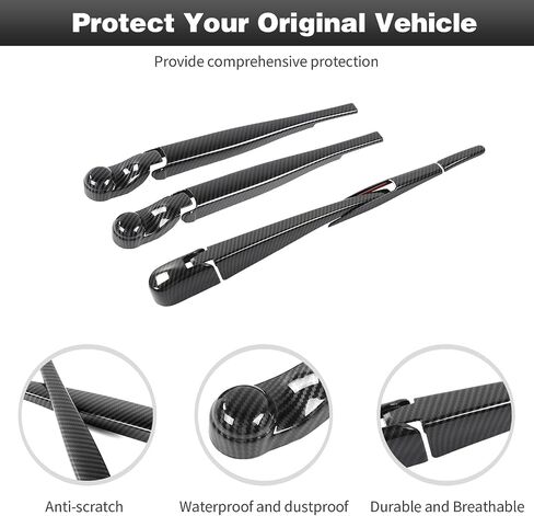 CheroCar Windshield Wiper Blades Trim Cover,Front Rear Window Wiper Arm Blade Kit Exterior Decoration Accessories Compatible with Jeep Wrangler JL JLU & Gladiator JT 2018-2022,Carbon Fiber in Saudi Arabia