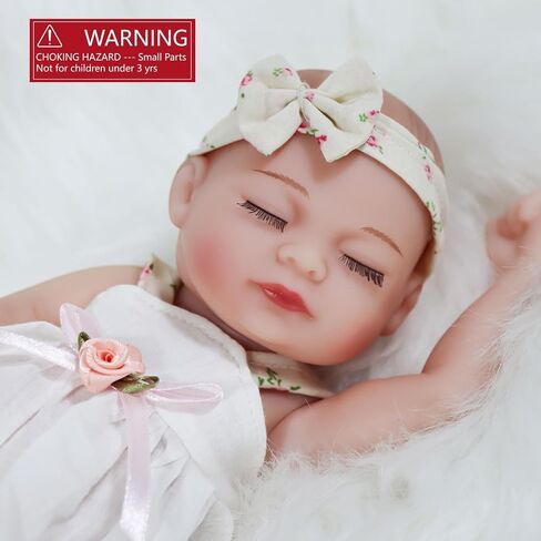 10 Inch Sleeping Newborn Baby Doll, Reborn Alive Soft Silicone Vinyl Baby Girl, Realistic Close Eyes Doll Gift Set for Ages 3+ in Saudi Arabia