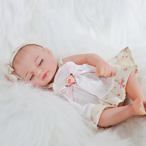 10 Inch Sleeping Newborn Baby Doll, Reborn Alive Soft Silicone Vinyl Baby Girl, Realistic Close Eyes Doll Gift Set for Ages 3+ in Saudi Arabia