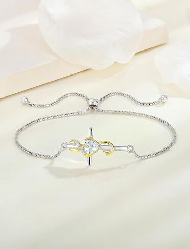 STARCHENIE Note Cross Bracelet for Women 925 Sterling Silver Treble Clef Bracelet Adjustable Jewelry Gift for Music Lover in Saudi Arabia