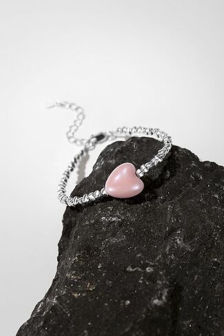 Delicate Pink and Sterling Silver Bracelet | Feminine Elegance | Perfect for Girls and Women in Saudi Arabia