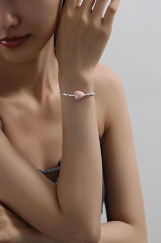Delicate Pink and Sterling Silver Bracelet | Feminine Elegance | Perfect for Girls and Women in Saudi Arabia
