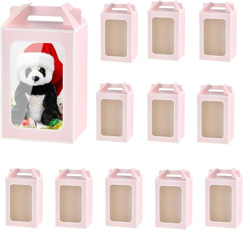 Enorteen 30 Pcs Clear Gift Bags with Transparent Window Gift Boxes Candy Boxes Tote Paper Bags Flower Boxes Bouquet Bags for Bridal Shower Present Festivals Party (Red) in Saudi Arabia
