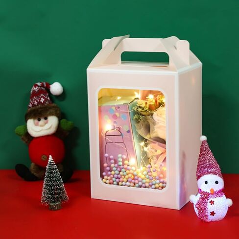 Enorteen 30 Pcs Clear Gift Bags with Transparent Window Gift Boxes Candy Boxes Tote Paper Bags Flower Boxes Bouquet Bags for Bridal Shower Present Festivals Party (Red) in Saudi Arabia