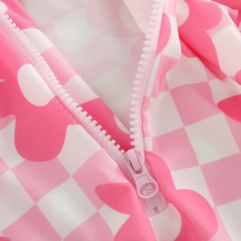 Baby Girl Swimsuit Zip Rash Guard Ruffled Long Sleeve One Piece Swimwear Toddler Bathing Suit Rashguard Beach Wear in Kuwait
